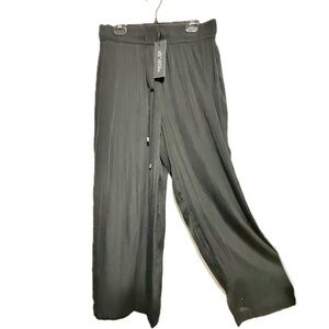 Rachel Zoe Black Pull-In Wide Leg Pants with drawstring SZ.M